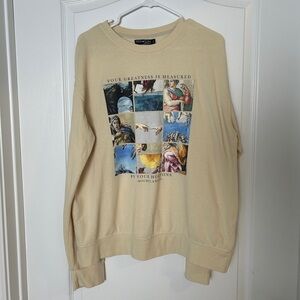 Butter Yellow Graphic Crewneck Sweatshirt - L